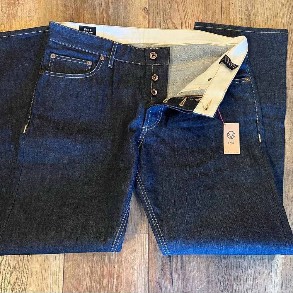 HIUT UK denim mens button fly